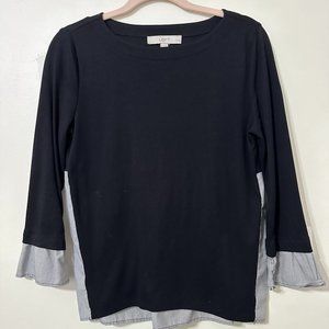 Loft Black Long Sleeve Shirt with Knit